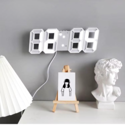 Modern LED Digital White Alarm Clock for Home and Office