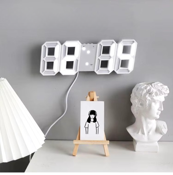 Modern LED Digital White Alarm Clock for Home and Office