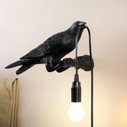 Crow Birds Table Lamps with Vintage Edison Bulb