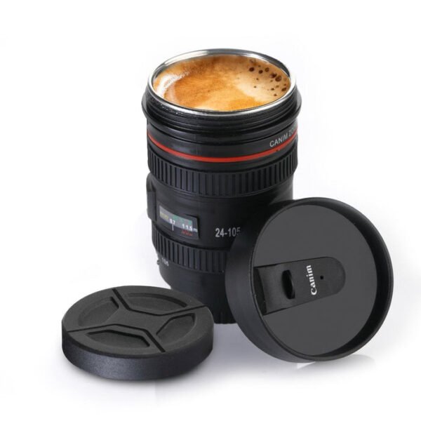 Stainless Steel Coffee Mug with Camera Lens Design